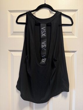 VSX Black Open-Back Racer Tank with Logo Strap